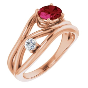 Lucy Natural Ruby Rose Gold  Diamond Ring