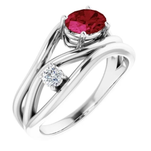 Lucy 1.10 Carat Natural Ruby Oval cut  Diamond Ring