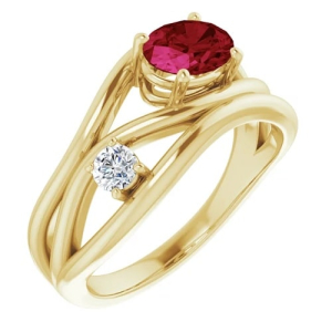 Lucy Natural Ruby Yellow Gold  Diamond Ring