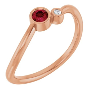 Leah Natural Ruby Rose Gold  Diamond Ring