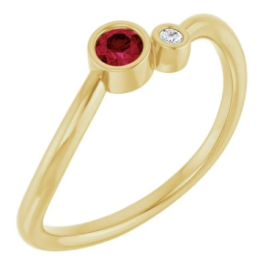 Leah Natural Ruby Yellow Gold  Diamond Ring