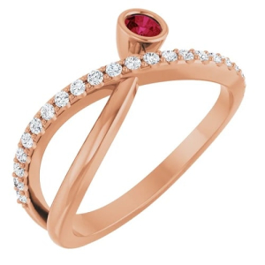 Lainey Natural Ruby Rose Gold  Diamond Ring