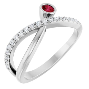 Lainey Natural Ruby Silver  Diamond Ring