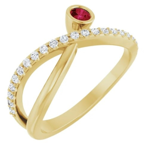 Lainey Natural Ruby Yellow Gold  Diamond Ring
