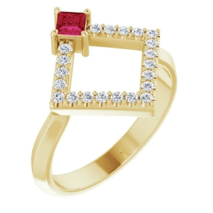 Lillian Natural Ruby Yellow Gold  Diamond Ring