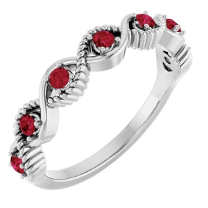 Lilah Natural Ruby Silver  Diamond Ring