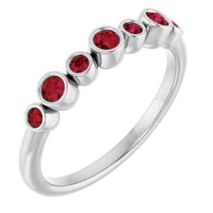 Kylie Natural Ruby Silver  Diamond Ring