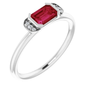 Leia 0.76 Carat Natural Ruby Emerald cut  Diamond Ring
