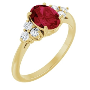 Leila Natural Ruby Yellow Gold  Diamond Ring