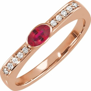 Lynette Natural Ruby Rose Gold  Diamond Ring
