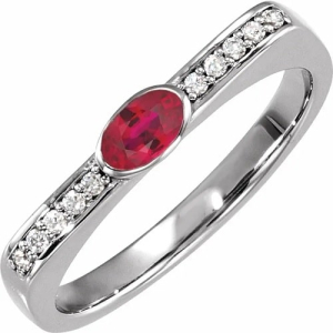 Lynette 0.45 Carat Natural Ruby Oval cut  Diamond Ring