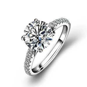1.00 Carat Lab Created Diamond Engagement Rings With Sidestones