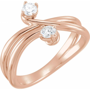 Collys Natural Rose Gold 4 Prong Two Stone Diamond Ring