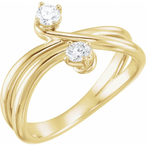 Collys Natural Yellow Gold 4 Prong Two Stone Diamond Ring