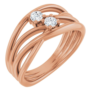 Novalynn Natural Rose Gold 4 Prong Two Stone Diamond Ring