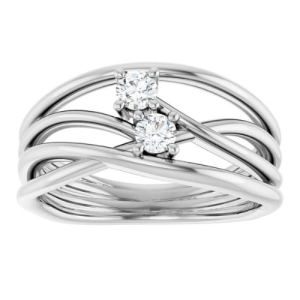 Novalynn 0.20 Carat Natural Round cut 4 Prong  Two Stone Diamond Ring