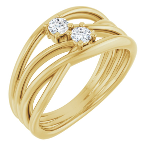 Novalynn Natural Yellow Gold 4 Prong Two Stone Diamond Ring
