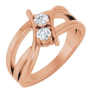 Nymeria Natural Rose Gold 4 Prong Two Stone Diamond Ring