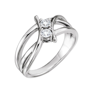 0.25 Carat 4 Prong Setting Natural Round Two Stone Diamond Ring