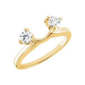  Coure Natural Rose Gold 3 Prong Two Stone Diamond Ring