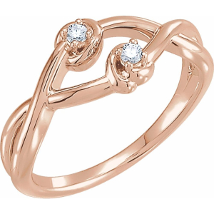 Novaleigh Natural Rose Gold 4 Prong Two Stone Diamond Ring