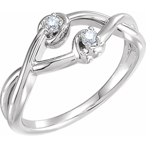 0.06 Carat Natural Round Double Knot Two Stone Diamond Ring