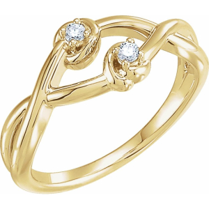 Novaleigh Natural Yellow Gold 4 Prong Two Stone Diamond Ring