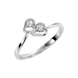0.02 Carat natural Round Double Hearted Two Stone Diamond Ring