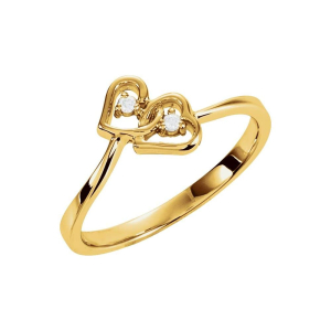 Nellie Lab-Created Yellow Gold 4 Prong Two Stone Diamond Ring