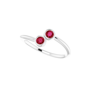 0.15 Carat Bezel Setting Round Ruby Two Stone Ring Available in 9k,14k,18k,Platinum And Silver