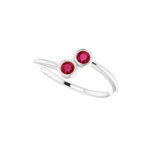 Naveah 0.15 Carat Natural Ruby Round cut Bezel  Two Stone Diamond Ring