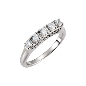 0.12 Carat Natural And Lab Grown Five Stone Diamond Ring