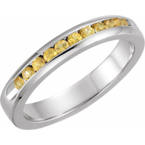 0.28 Carat Natural Round Yellow Diamond Half Eternity Ring With Channel Setting