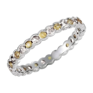 0.23 Carat Natural Round Yellow Diamond And Natural Diamond Set Ring