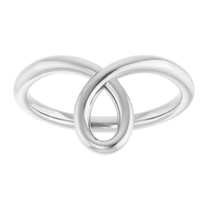 Elegant White Looped Bypass Ring with Rhodium-Plating