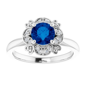 Alexandrina 1.09 Carat Blue Sapphire Round cut 