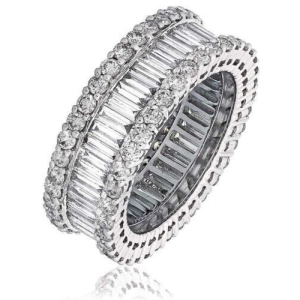 8 mm 6.00 Carat DF/VS Natural Round and Baguette Cut Diamond Full Eternity Ring