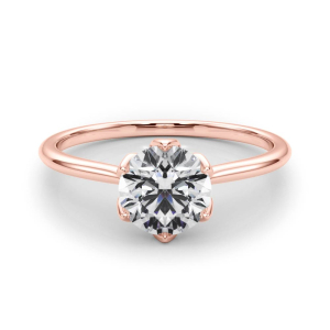 Maebry Lab-Created Diamond Rose Gold 6 Prong Classic Solitaire Engagement Ring
