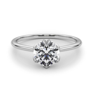 Maebry Lab-Created Diamond Round cut 6 Prong Classic Solitaire Engagement Ring