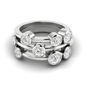 Vincella Lab-Created Round cut Bezel Set  Diamond Cluster Engagement Ring