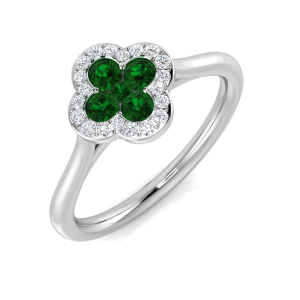 Stanley Cluster Set Emerald Diamond Ring