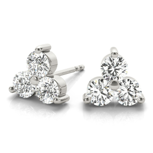 Ellen Lab-Created Silver Cluster Diamond Earrings