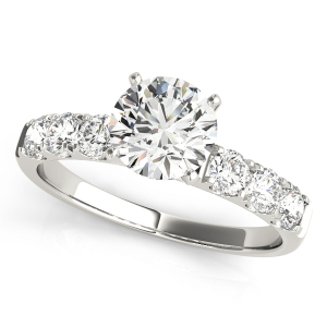 Asli Lab-Created Diamond Round cut 4 Prong  Side Stone Engagement Ring