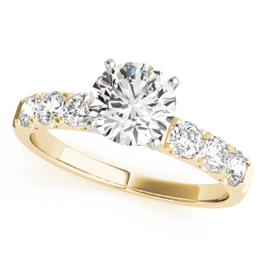 Asli Lab-Created Diamond Yellow Gold 4 Prong Side Stone Engagement Ring
