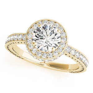 Lucianna Natural Yellow Gold Halo Engagement Diamond Ring