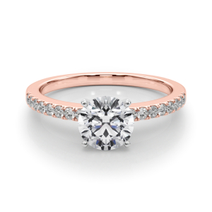 Creeda Lab-Created Diamond Rose Gold 4 Prong Side Stone Engagement Ring