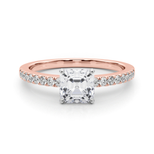 Creeda Lab-Created Diamond Rose Gold 4 Prong Side Stone Engagement Ring
