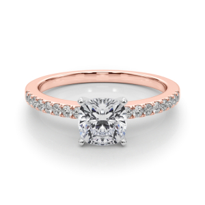 Creeda Lab-Created Diamond Rose Gold 4 Prong Side Stone Engagement Ring