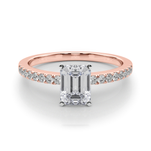 Creeda Lab-Created Diamond Rose Gold 4 Prong Side Stone Engagement Ring