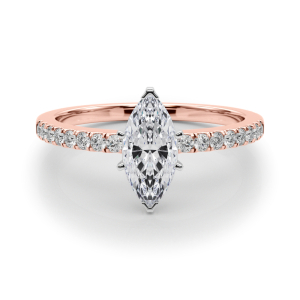 Creeda Lab-Created Diamond Rose Gold 6 Prong Side Stone Engagement Ring